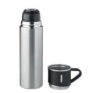 Double wall stainless steel vacuum insulated flask with leak-free cup lid