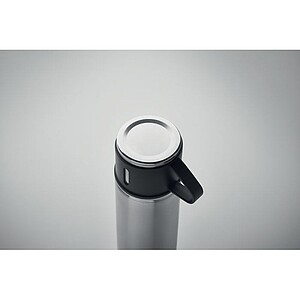 Double wall stainless steel vacuum insulated flask with leak-free cup lid