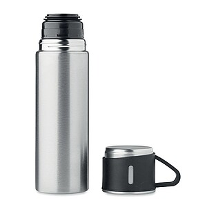 Double wall stainless steel vacuum insulated flask with leak-free cup lid