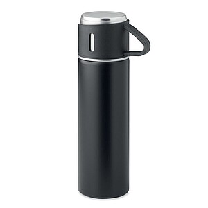 Double wall stainless steel vacuum insulated flask with leak-free cup lid