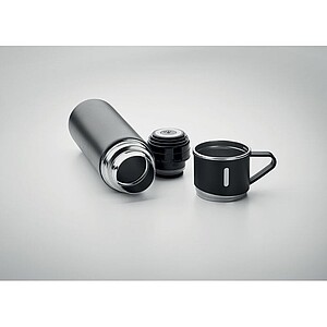 Double wall stainless steel vacuum insulated flask with leak-free cup lid