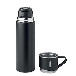 Double wall stainless steel vacuum insulated flask with leak-free cup lid