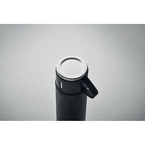 Double wall stainless steel vacuum insulated flask with leak-free cup lid