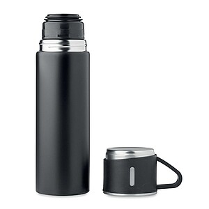 Double wall stainless steel vacuum insulated flask with leak-free cup lid