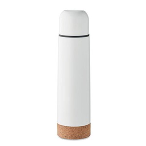 Double wall vacuum insulated flask in recycled stainless steel with cork detail base
