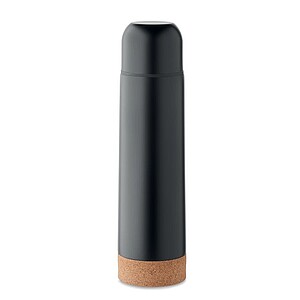 Double wall vacuum insulated flask in recycled stainless steel with cork detail base
