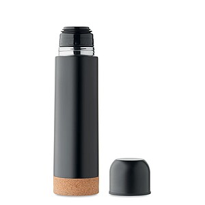 Double wall vacuum insulated flask in recycled stainless steel with cork detail base