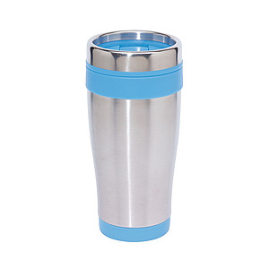 Double-walled flask "Lungo", 400 ml,colour silver, blue