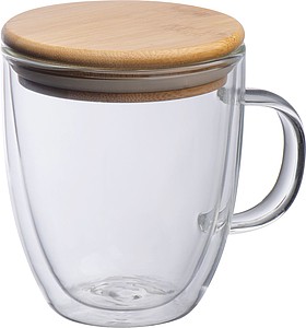 Double-walled glass with handle and 350 ml filling capacity