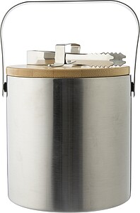 Double walled stainless steel ice bucket, silver