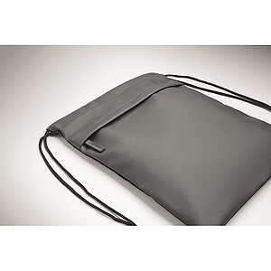 Drawstring bag in 600D RPET, stone grey