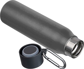Drinking bottle with carabiner, 600ml, anthracite