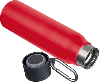 Drinking bottle with carabiner, 600ml, red
