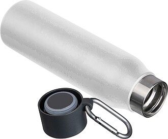Drinking bottle with carabiner, 600ml, white