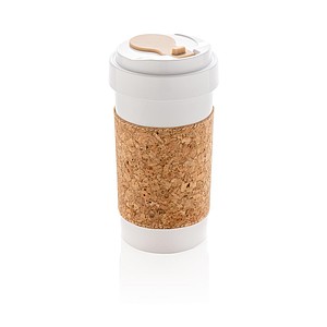 ECO PLA 400ml can with cork sleeve, white