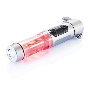 Emergency light with hammer, silver