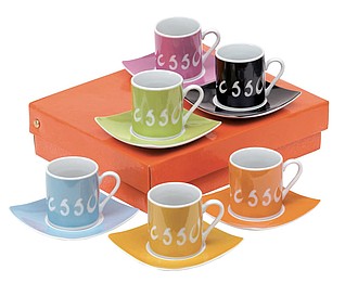Espresso set "La dolce vita" consists of 6 cups with coasters,colour coloured