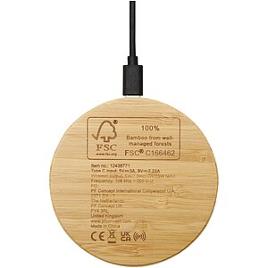 Essence 15W bamboo wireless charging pad, wood