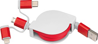 Extendable charging cable with 3 plugs