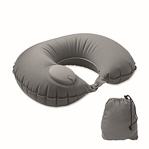 Fast inflatable travel pillow, stone grey