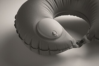 Fast inflatable travel pillow, stone grey
