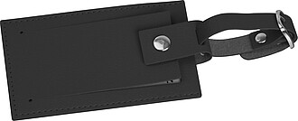 Faux leather luggage tag, black