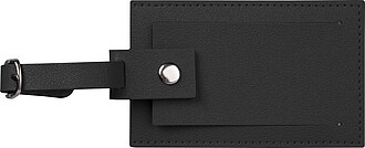 Faux leather luggage tag, black