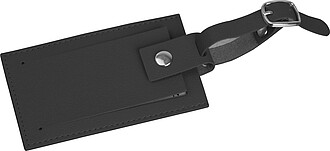 Faux leather luggage tag, black