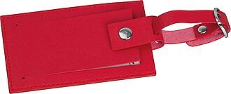 Faux leather luggage tag, red
