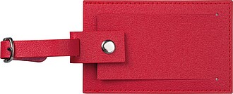 Faux leather luggage tag, red