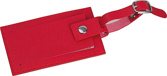 Faux leather luggage tag, red
