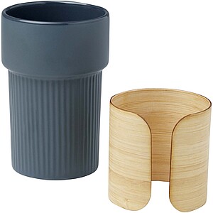 Fika 340 ml tumbler with bamboo sleeve, hale blue
