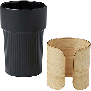 Fika 340 ml tumbler with bamboo sleeve, solid black