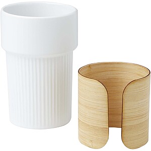 Fika 340 ml tumbler with bamboo sleeve, white