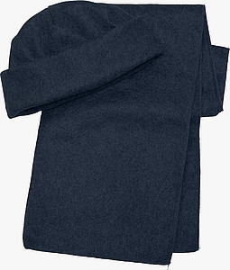 Fleece cap and scarf.Blue