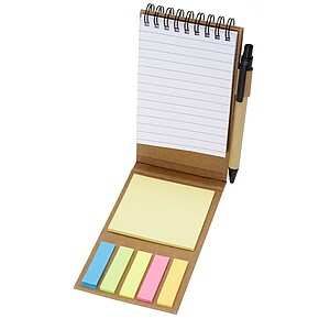 Flipper sticky notepad with ballpoint pen, natural