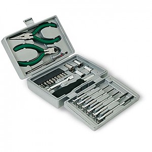 Foldable 25 piece tool set, silver