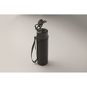 Foldable silicone sports bottle, black