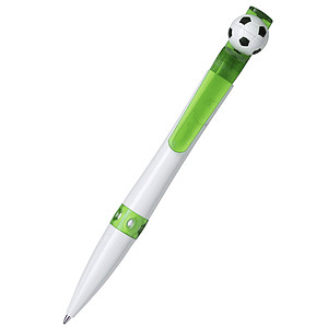 Football ballpen, blue ink. Pale green