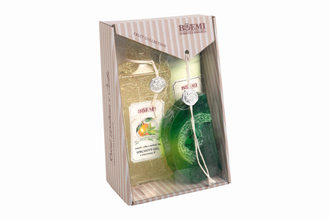 Fruit collection gift box with the scent of tangerine and green tea - shower gel, body lotion and crystal soap