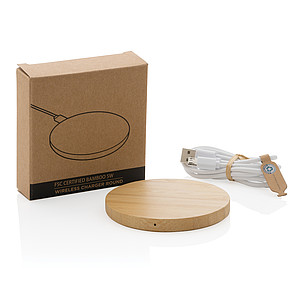 FSC® certified bamboo 5W round wireless charger