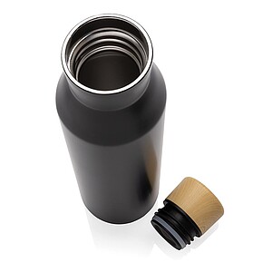 Gaia RCS certified recycled stainless steel vacuum bottle, black
