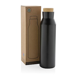 Gaia RCS certified recycled stainless steel vacuum bottle, black
