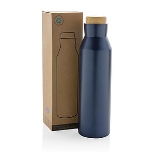 Gaia RCS certified recycled stainless steel vacuum bottle, blue