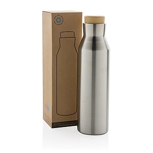 Gaia RCS certified recycled stainless steel vacuum bottle, silver