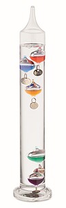Galileo thermometer in glass