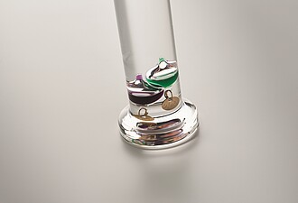 Galileo thermometer in glass