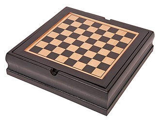 Game set "Family-fun" in wooden box,colour brown