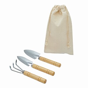 Garden set,3 pcs.in cotton bag, brown