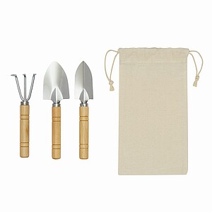 Garden set,3 pcs.in cotton bag, brown